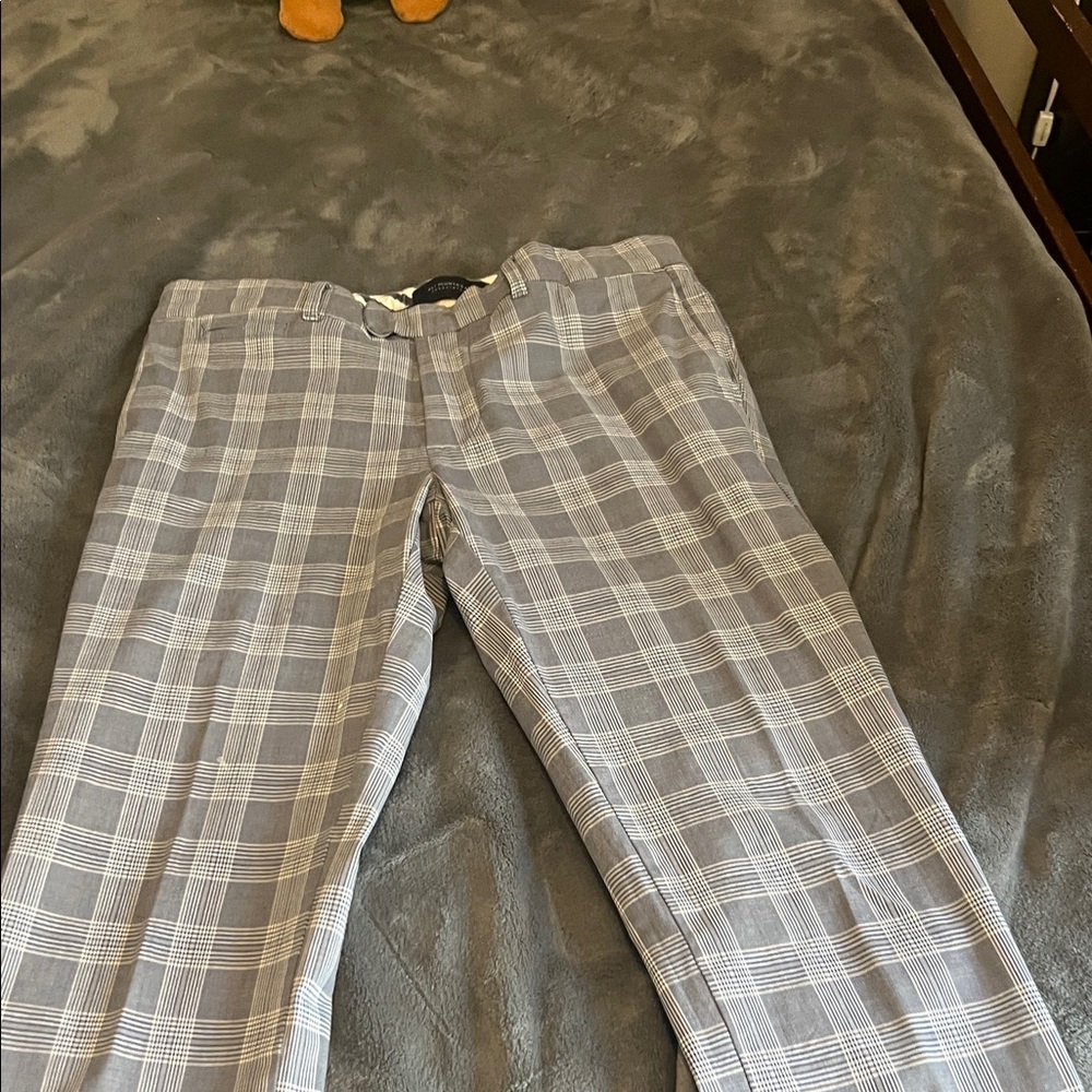 Men's Gray Plaid Pants